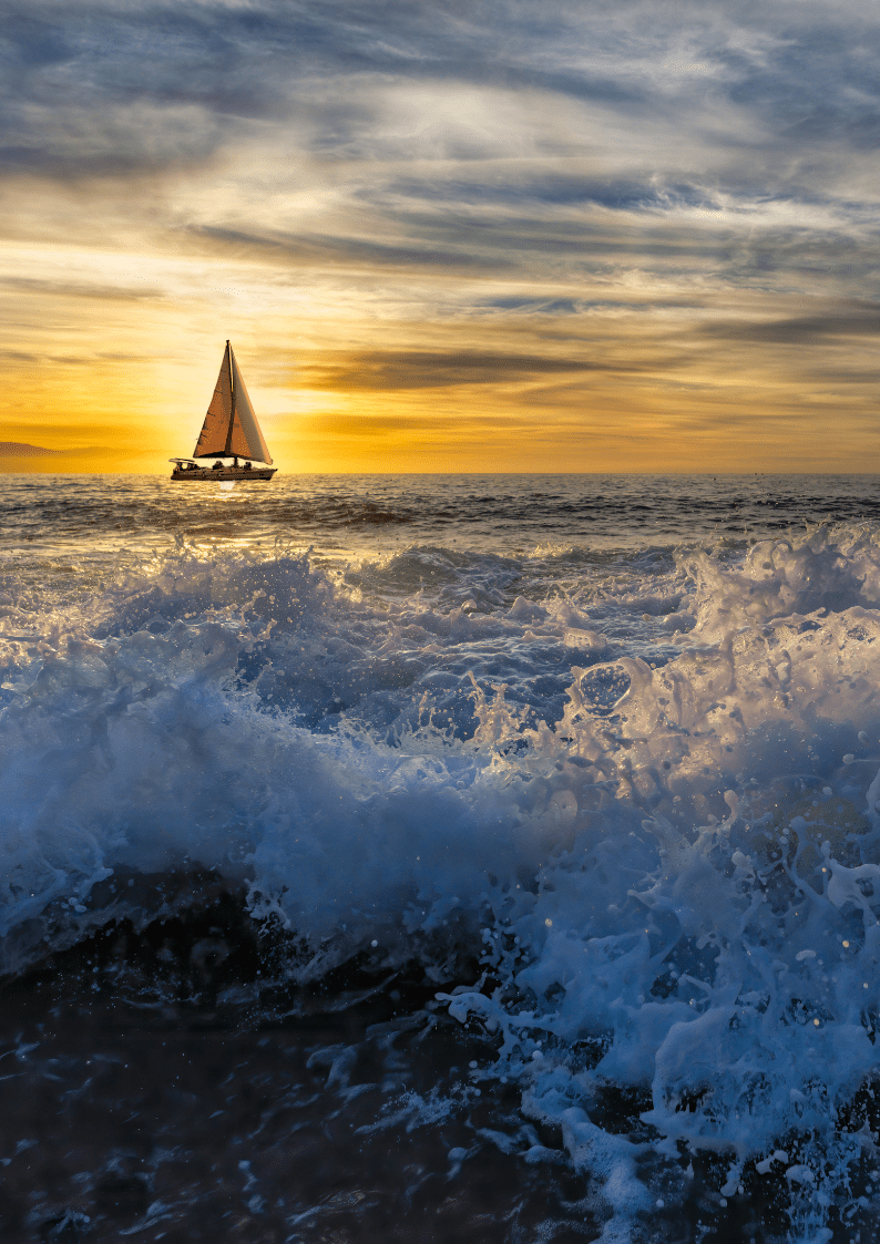 boat covering beautiful sunset